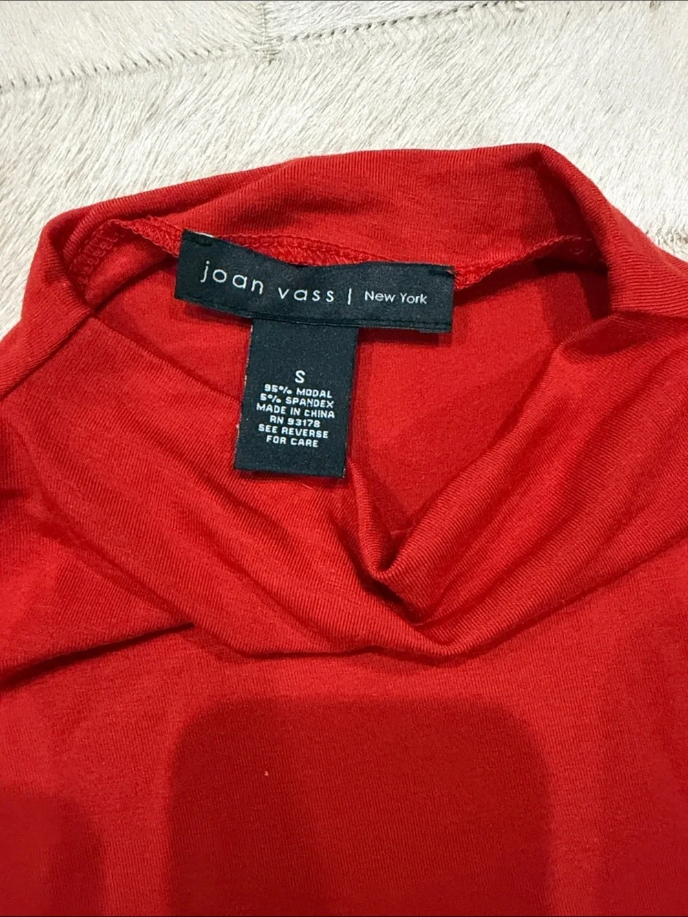 Joan Vass Sleeveless Red Mock Neck Tank